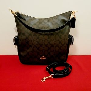 Coach Pennie shoulder bag in Signature Coated Canvas With refined pebbled leathe